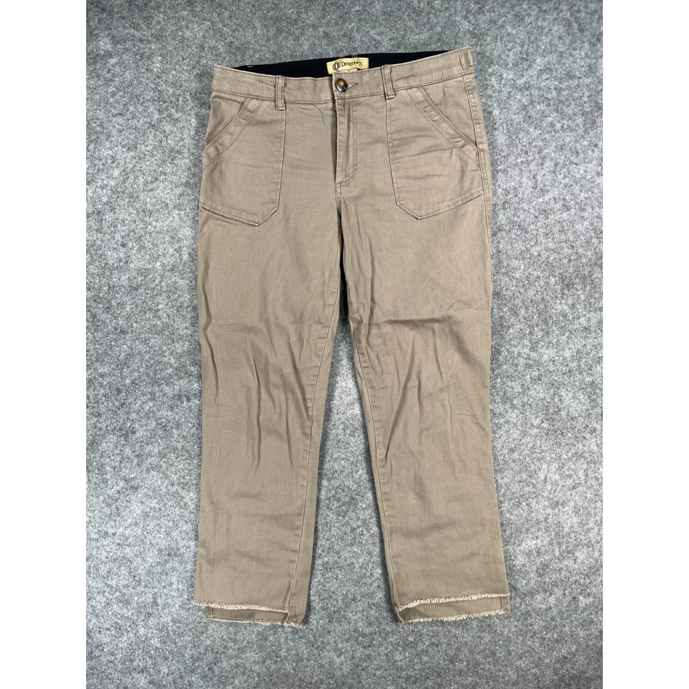 Democracy Jeans Women's 8 Tan Straight Leg Raw Hem Mid‎ Rise Pants
